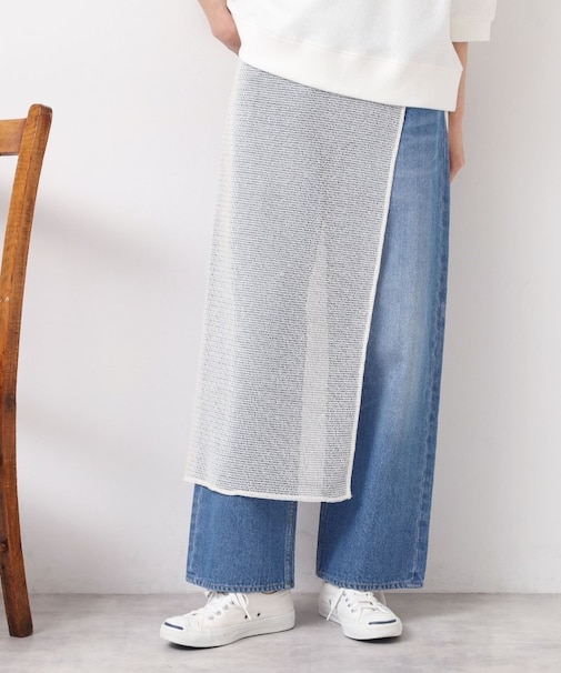 【洗える】ラメ入りメッシュ巻きスカート