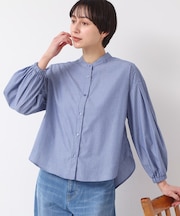 【洗える・4サイズ展開】バンドカラーシャツ（XS～L）