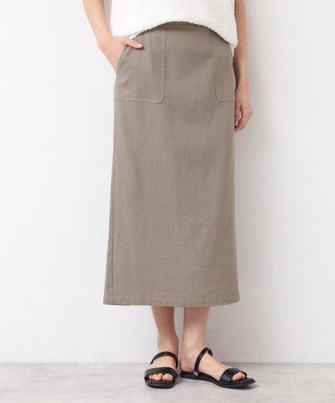 【セットアップ可能・洗える】パッチポケット付ストレートスカート