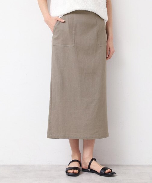 【セットアップ可能・洗える】パッチポケット付ストレートスカート