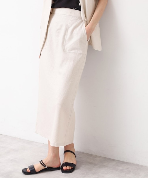 【セットアップ可能・洗える】パッチポケット付ストレートスカート