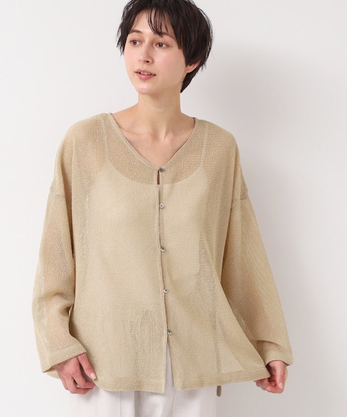 【前後2WAY・洗える】ラメ入りオーバーサイズメッシュブラウス