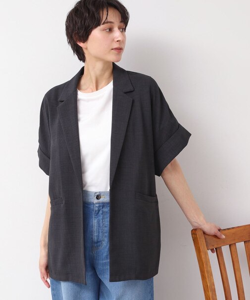 【洗える】半袖テーラードジャケット