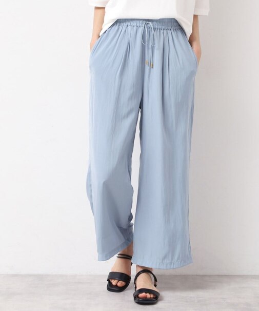 【ウエストゴム・洗える】サテンワイドパンツ
