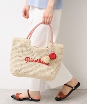 【軽量・A4収納可】ポンポンチャームペーパーロゴトートバッグ