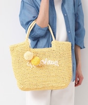 【軽量・A4収納可】ポンポンチャームペーパーロゴトートバッグ