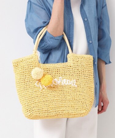 【軽量・A4収納可】ポンポンチャームペーパーロゴトートバッグ