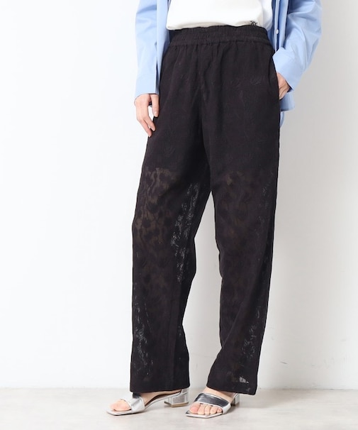 【ウエストゴム・洗える】刺繍柄インドレースパンツ