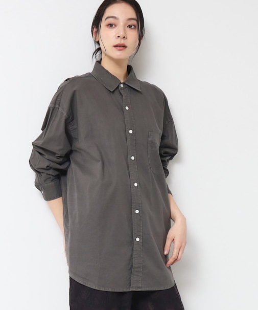 【洗える】ピグメント染バックギャザーシャツ