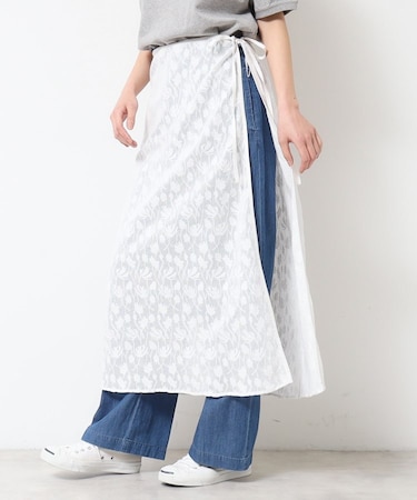 【洗える】刺繍柄インドレース巻きスカート