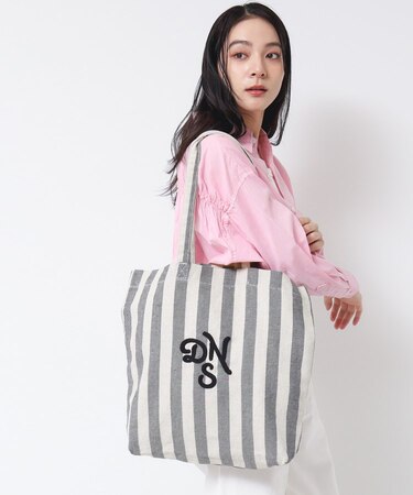 ストライプロゴ刺繍トート