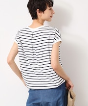 【洗える・UV】ドローコード付きフレンチスリーブカットソー