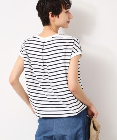 【洗える・UV】ドローコード付きフレンチスリーブカットソー