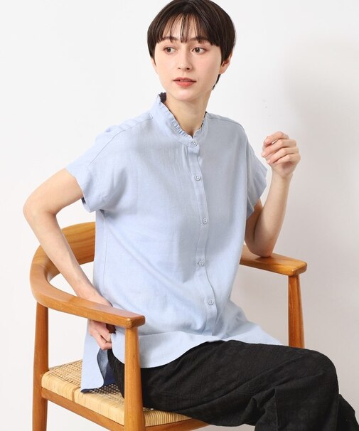 【洗える】フリルネックシャツ(XS~L)