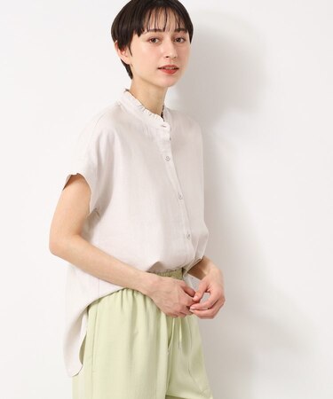 【洗える】フリルネックシャツ(XS~L)