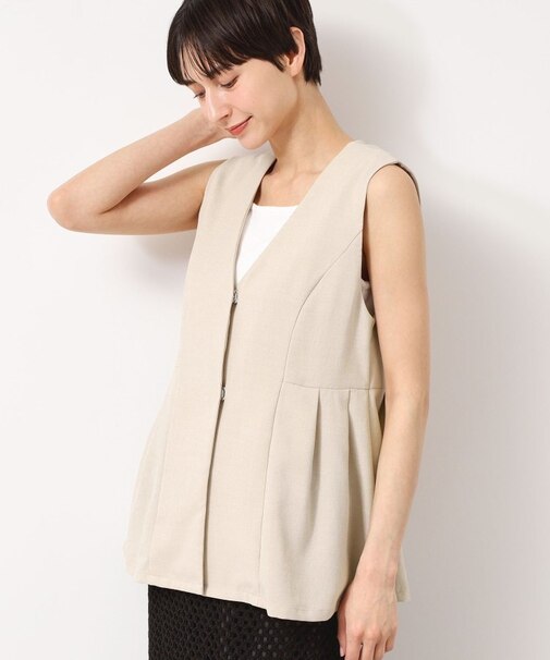 【洗える】ソフトペプラムベスト