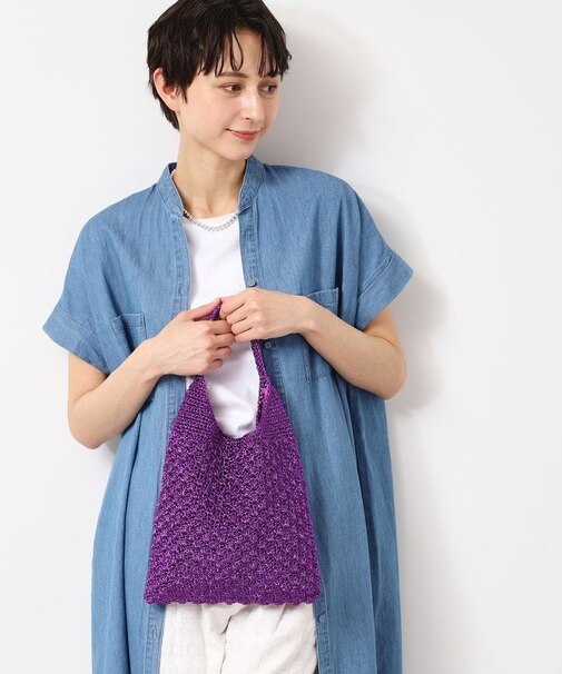 【軽量】メタリックヤーンワンハンドルバッグ