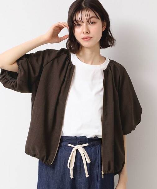【洗える】ドローコード付きバルーン袖ブルゾン