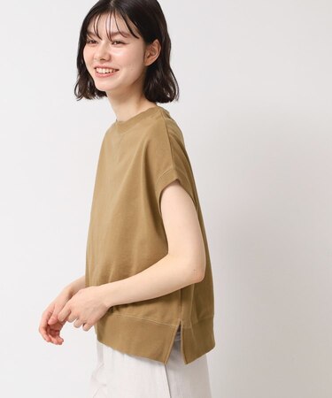 【洗える】フレンチスリーブリブ付きカットソー（S～L）