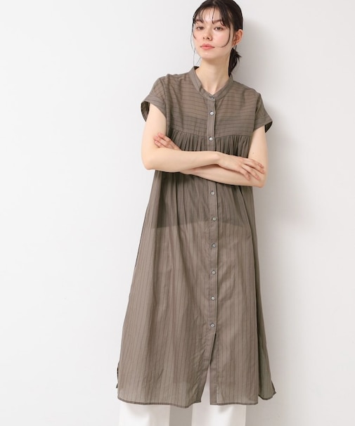【洗える】シアーシャツワンピース