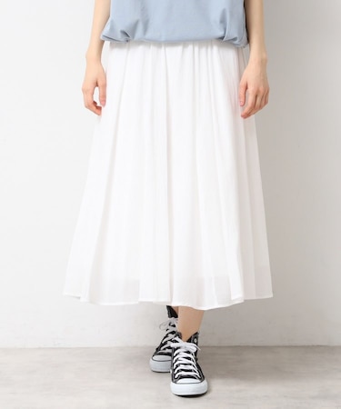 【ウエストゴム・洗える】コットンフレアースカート