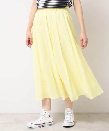 【ウエストゴム・洗える】コットンフレアースカート