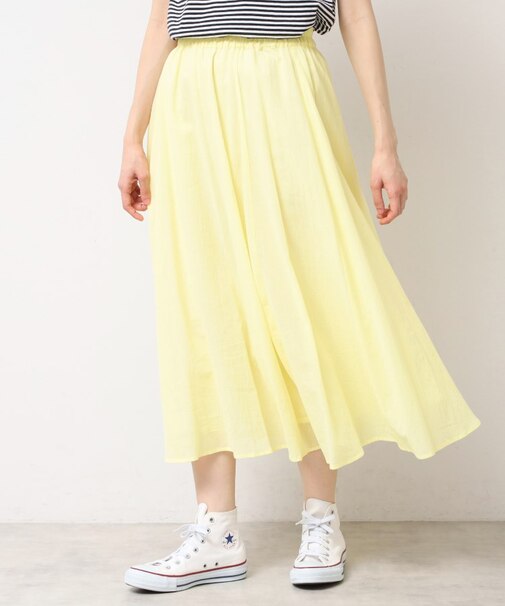 【ウエストゴム・洗える】コットンフレアースカート