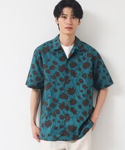 【洗える】フラワープリント開襟シャツ