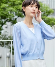 【UVカット・洗える】パール調ボタンシアーカーディガン
