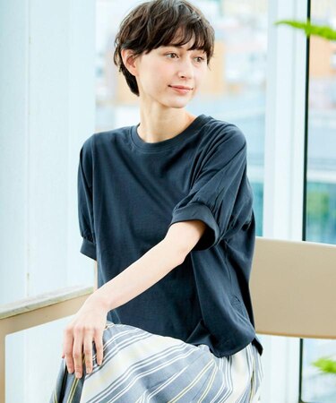 【洗える】パフスリーブカットソー(XS~L)