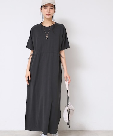 【洗える】ドロスト付きジャージワンピース