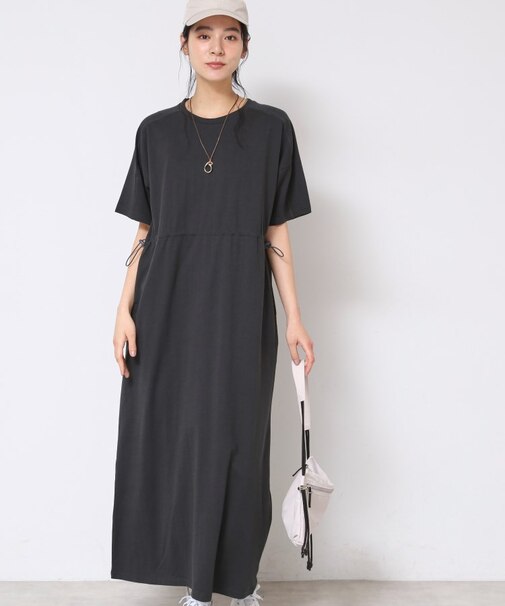 【洗える】ドロスト付きジャージワンピース