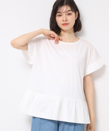 ◆【洗える】ラッフルドッキングカットソー