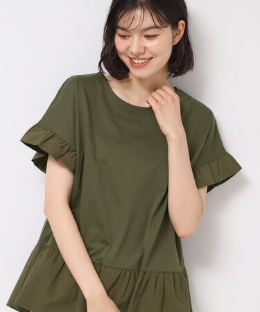 ◆【洗える】ラッフルドッキングカットソー