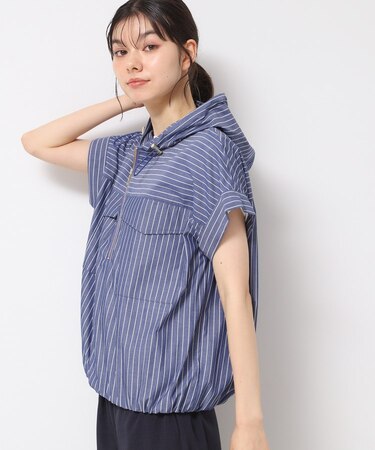 【洗える】ハーフジップフーディーシャツ