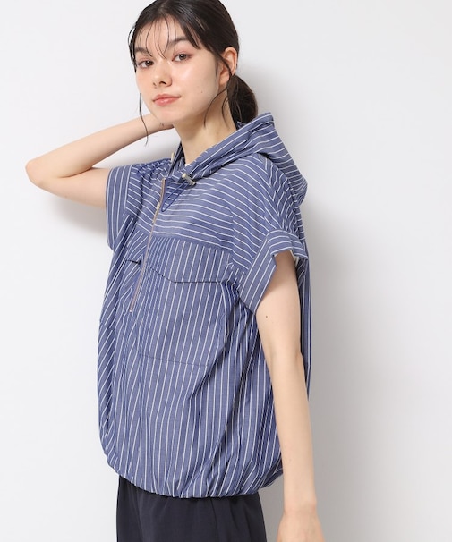 【洗える】ハーフジップフーディーシャツ