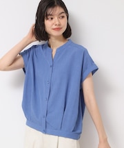 【洗える】フレンチスリーブスキッパーシャツ（XS～L）