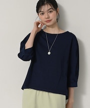 【洗える】インディゴ天竺デニム調カットソー