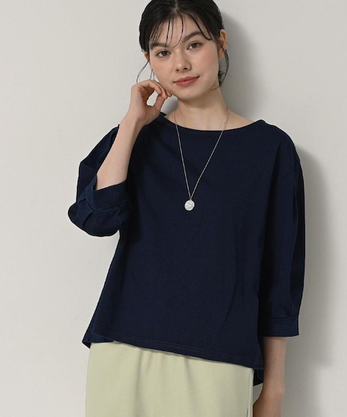 【洗える】インディゴ天竺デニム調カットソー