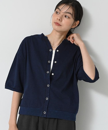 【洗える】インディゴデニム調カーディガン