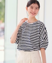 【二の腕カバー／UVカット】ランタンスリーブカットソー