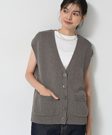 【洗える】フレンチスリーブニットベスト