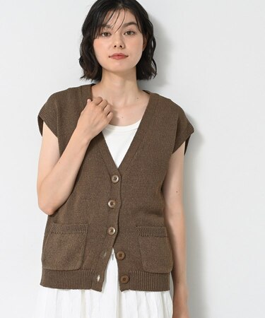 【洗える】フレンチスリーブニットベスト