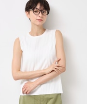 【洗える】リブノースリーブニット