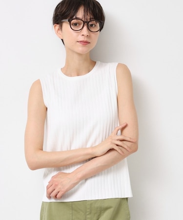 【洗える】リブノースリーブニット