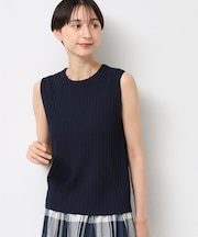 【洗える】リブノースリーブニット