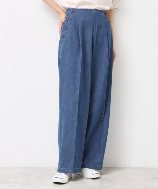 【洗える】デニムワイドマリンパンツ