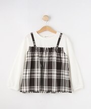 ガーゼチェックドッキングカットソー
