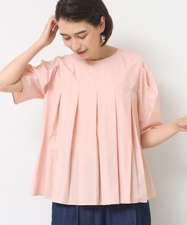 【洗える】タックデザインブラウス