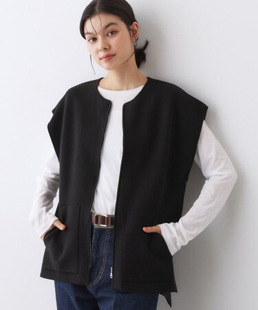 【洗える】ダブルフェイスジップジレ
